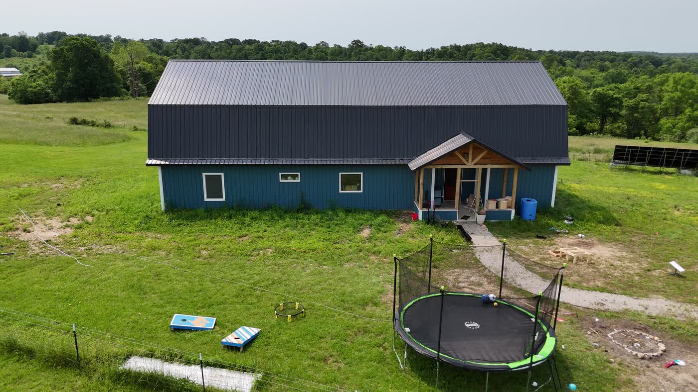 The blue barndominium — home of Blue Barn Dough